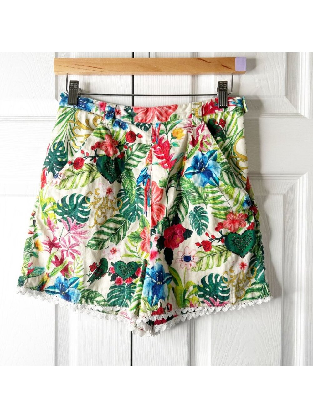 Miguelina Joone Tropical Print High Rise Shorts Women's Size Medium M